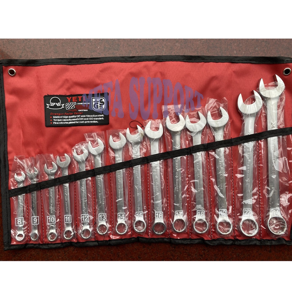 Bộ cờ lê YETI 14 chi tiết tiêu chuẩn USA 8-24 mm