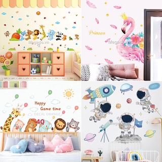Decal dán tường trẻ em, dán phòng bé, con vật hoạt hình ngộ nghĩnh [D10-1010]