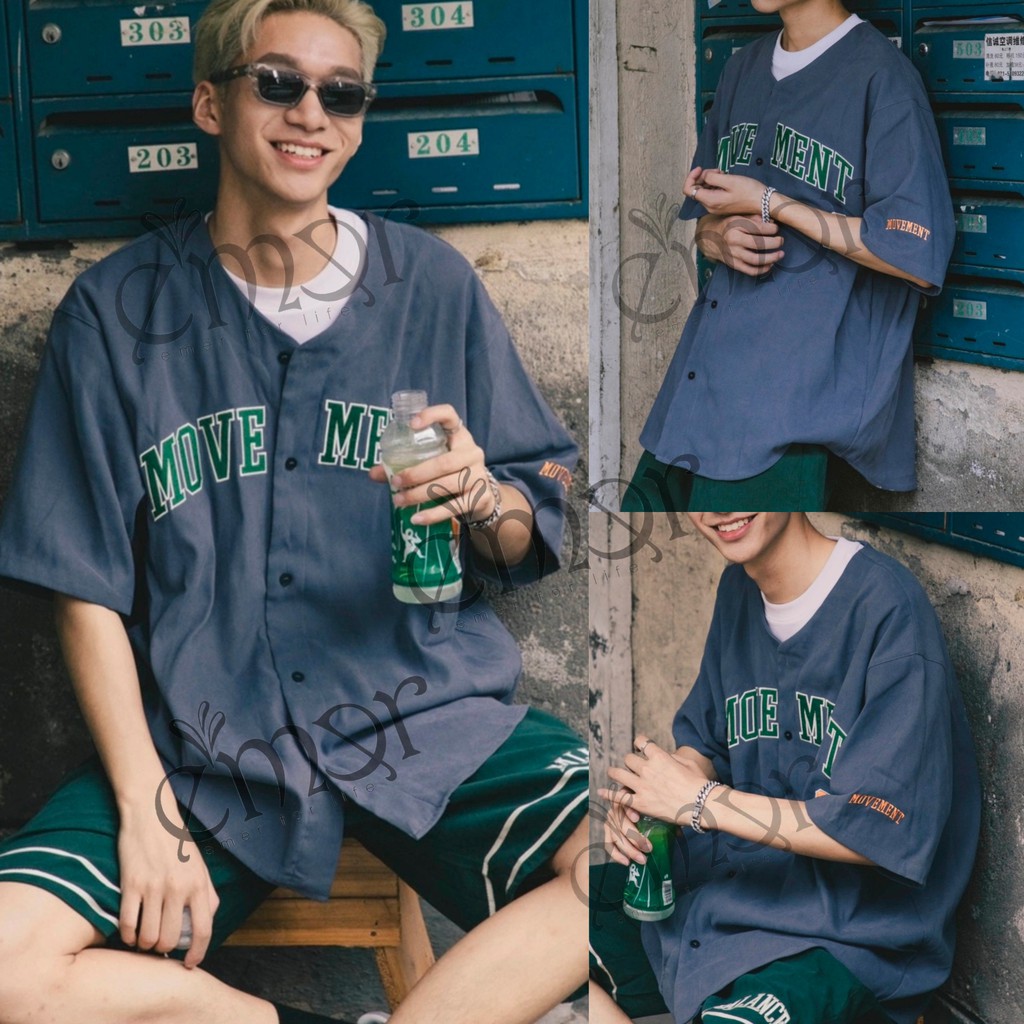 Áo Sơ Mi Nam Nữ Tay Ngắn Bóng Chày Thời Trang Hàn Quốc Áo Khoác Sơ Mi Thêu Tay Cao Cấp Rẻ Đẹp E'MER | BigBuy360 - bigbuy360.vn