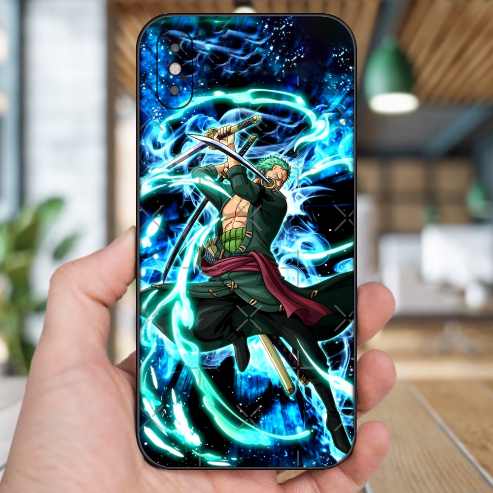 Ốp lưng iPhone X, Xs dẻo đen cạnh vuông in hình Zoro One Piece
