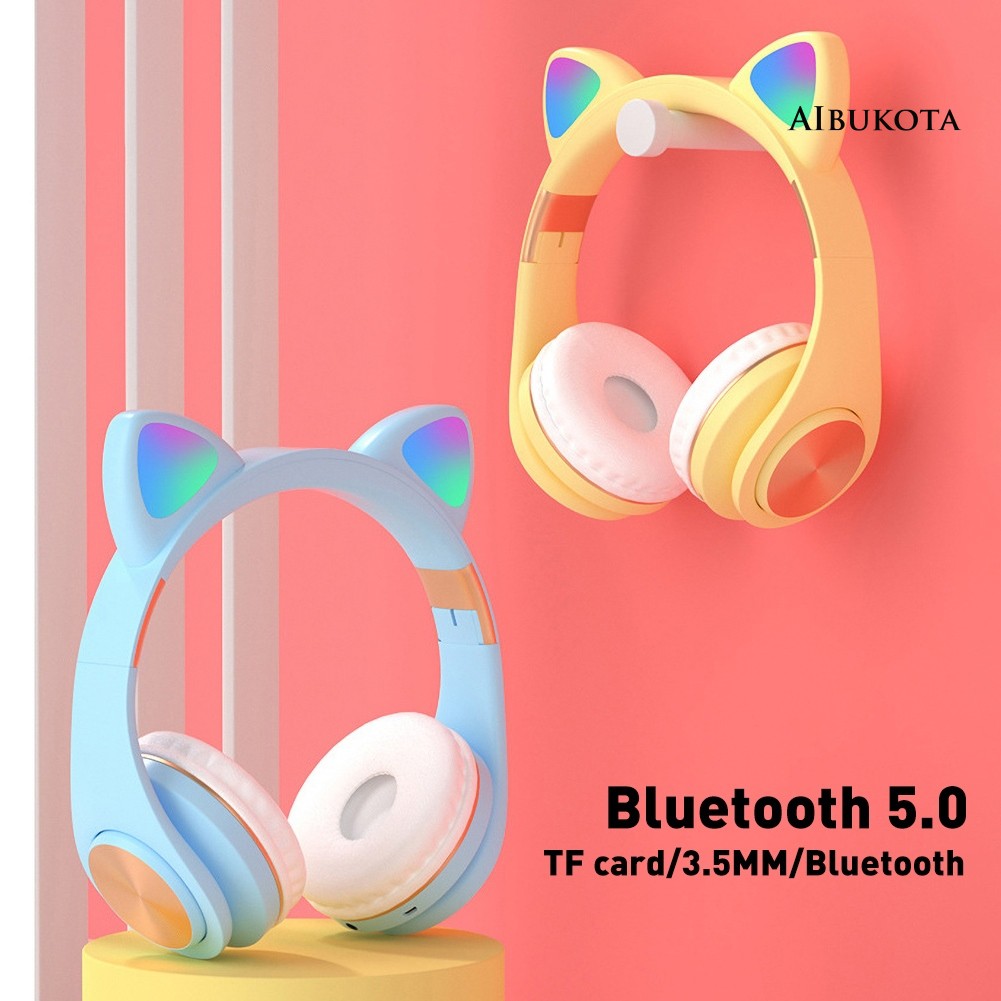Tai Nghe Không Dây Hy.Ej.Blue Bluetooth 5.0 Với Mic Và Đèn Led 3.5mm