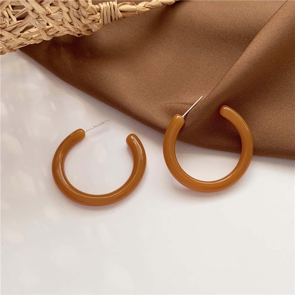 Bông Tai Hình Chữ C Bằng Nhựa Resin Thời Trang Cho Nữ