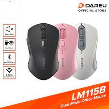 Chuột Bluetooth 5.0 + Wireless 2.4GHz Dareu LM115B ( Silent Switch ) - Hàng Chính Hãng