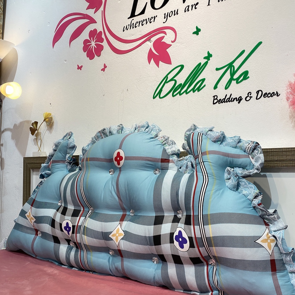 Gối tựa đầu giường , đệm kê dầu giường mẫu hoàng gia đính đá cao cấp cottong Hàn đủ kích thước