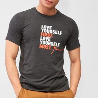 Áo thun Love Yourself After All cotton 4 chiều màu xám