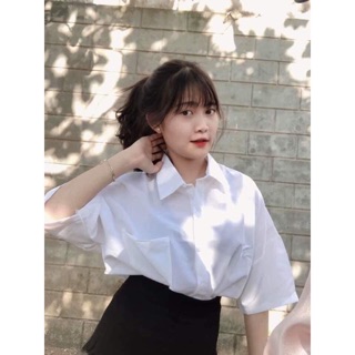 🌪Sơ Mi Trắng Tay Lỡ 1 Túi ( Có Hình Thật )