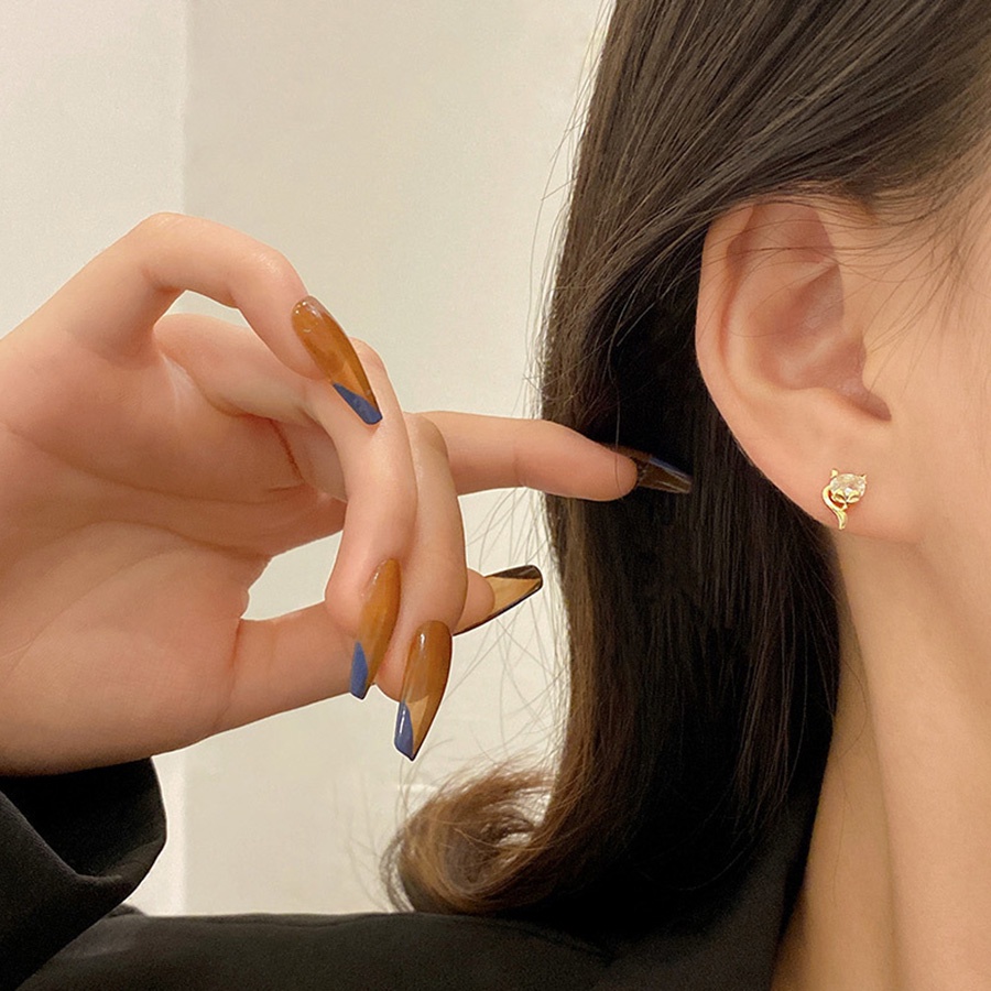 Bông Tai Tròn Bằng Thép Titan Đính Đá Zircon 13 Phong Cách Thời Trang Thanh Lịch Cho Nữ