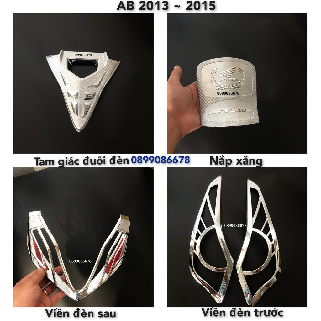 Phụ Kiện Ốp Xe AirBlade (AB) 2013, 2014, 2015 - Crom- Phụ kiện Đồ chơi Ốp trang trí bảo vệ xe máy Honda Air Blade