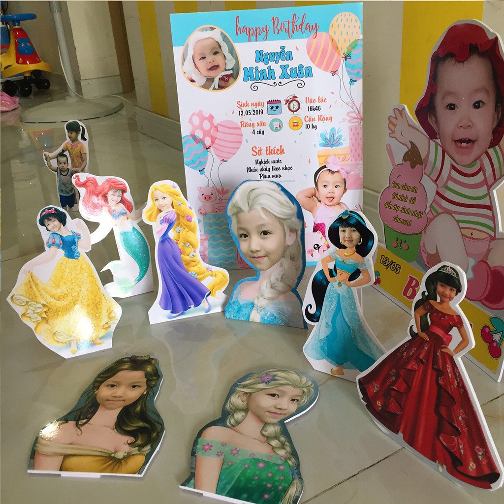 Combo hình Chibi bé trai bé gái để bàn trang trí sinh nhật - Khách Phan Bích
