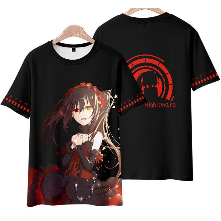 Áo Thun Tay Ngắn Dáng Rộng In Họa Tiết DATE A LIVE Tokisaki Kurumi 3D Phong Cách Nhật Bản Thời Trang Cho Nam Và Nữ
