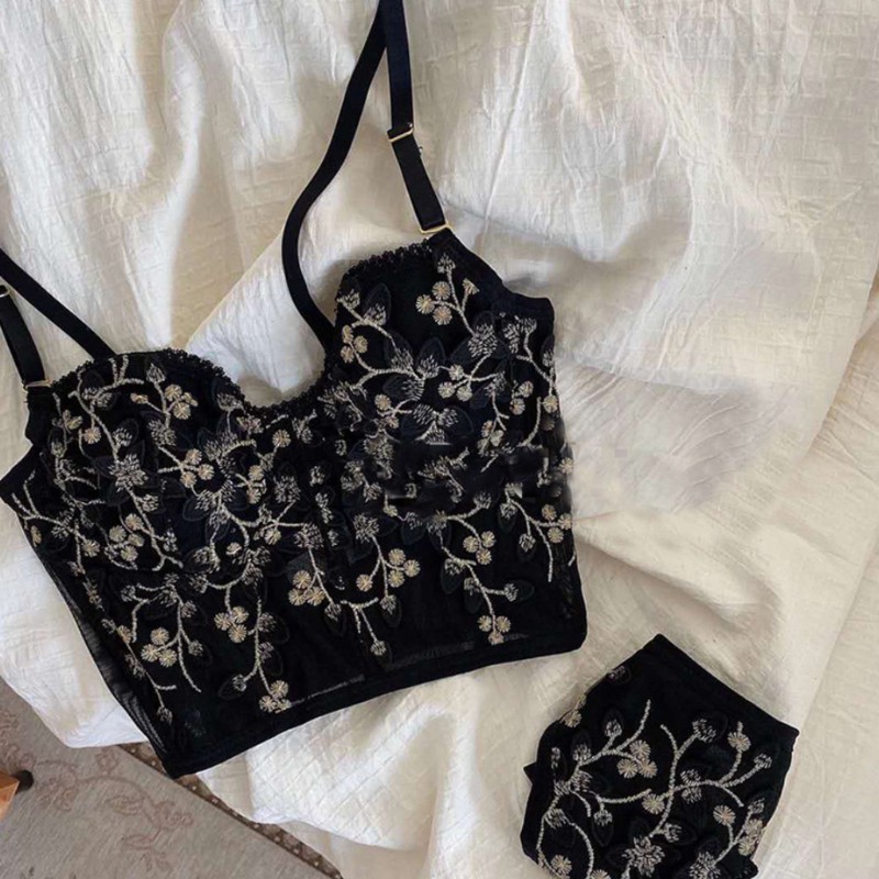 Bộ Đồ Lót Ren Thêu Hoa Gợi Cảm Cho Nữ