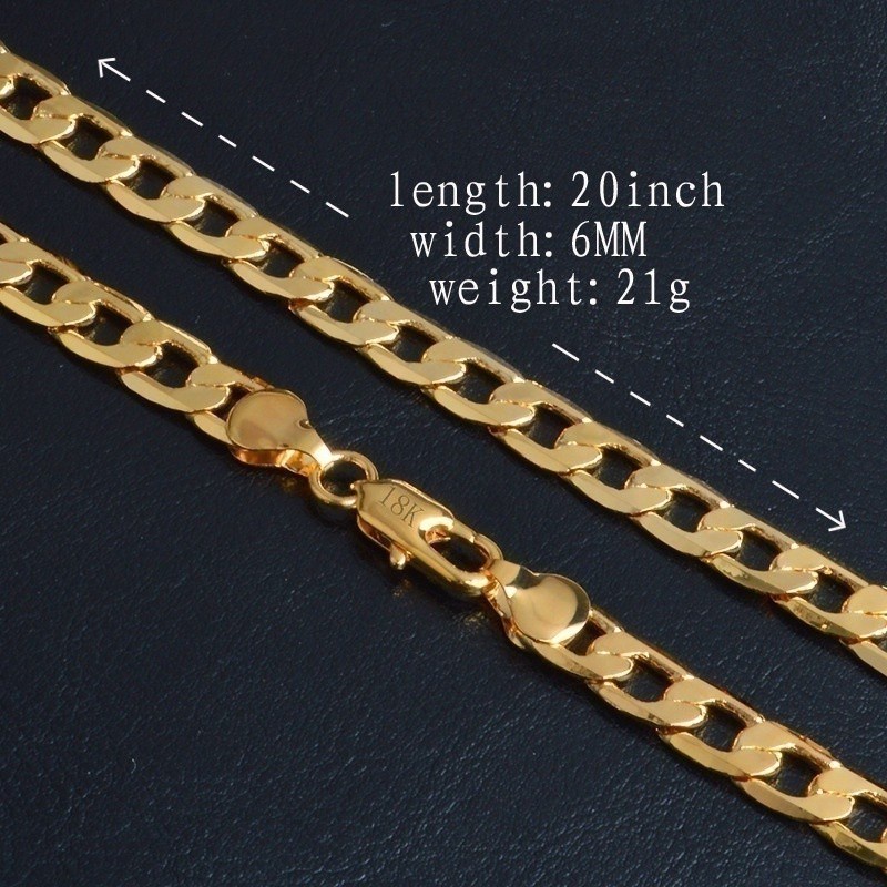 Vòng cổ Mạ Vàng 18K Rộng 6Mm(20cm-75cm) Sang Trọng Cho Nam Nữ