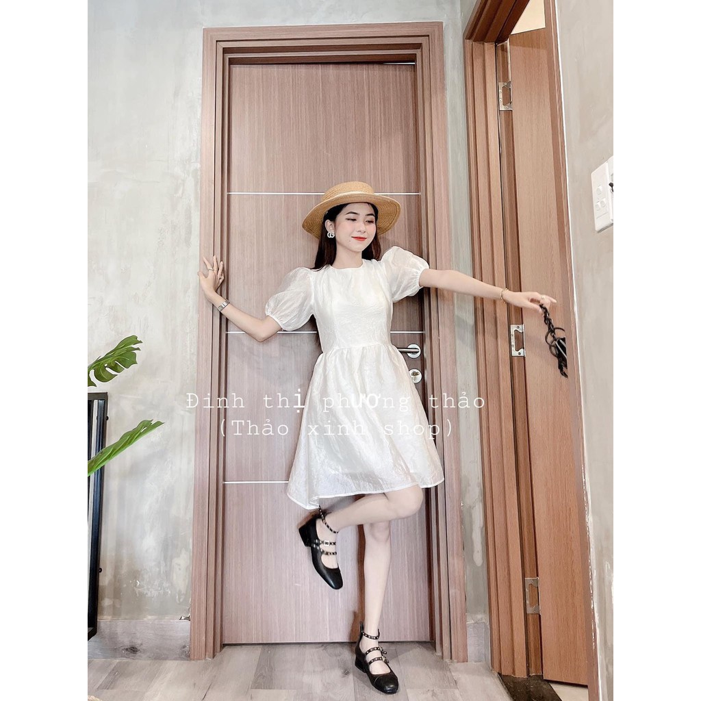 Váy,đầm trắng cột nơ lưng siêu xinh (V2) | BigBuy360 - bigbuy360.vn