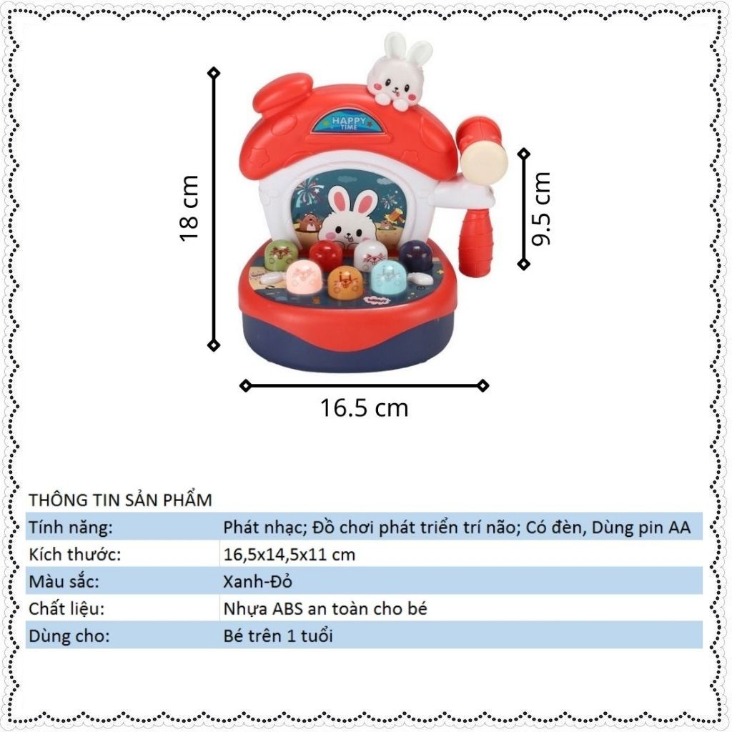 Đồ Chơi Trẻ Em, Bộ đập chuột phát nhạc có đèn cho bé trai bé gái giúp bé phát triển não bộ 1 cách tốt nhất Kèm 1 búa