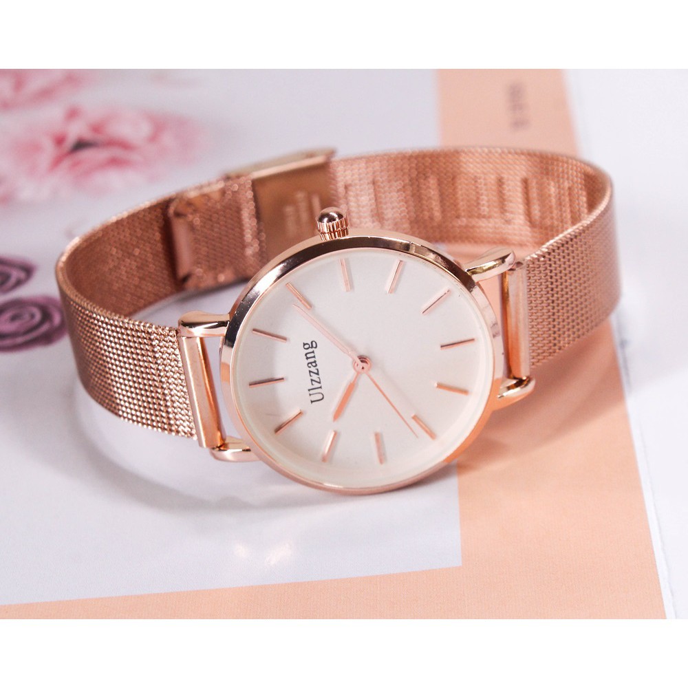 [ xả kho ] Đồng hồ nữ Ulzzang 5027 dây thép lưới mặt tròn số vạch