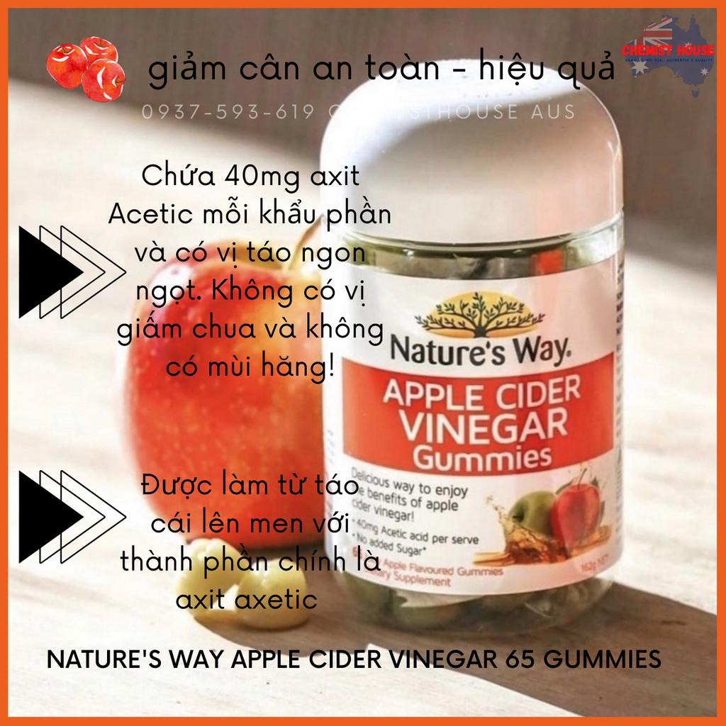 Thạch Giấm Táo Cái Giảm Cân An Toàn Hiệu Quả - Nature's Way Apple Cider Vinegar 65 Gummies Không Đường