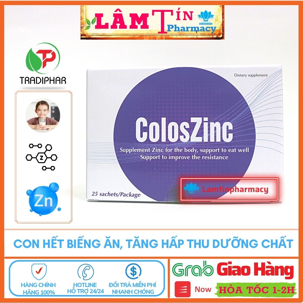 Coloszinc Kẽm hữu cơ dạng bột chính hãng Nguyên liệu Của Pháp Cho trẻ ăn ngon, tiêu hoá khoẻ { hộp 25 gói }