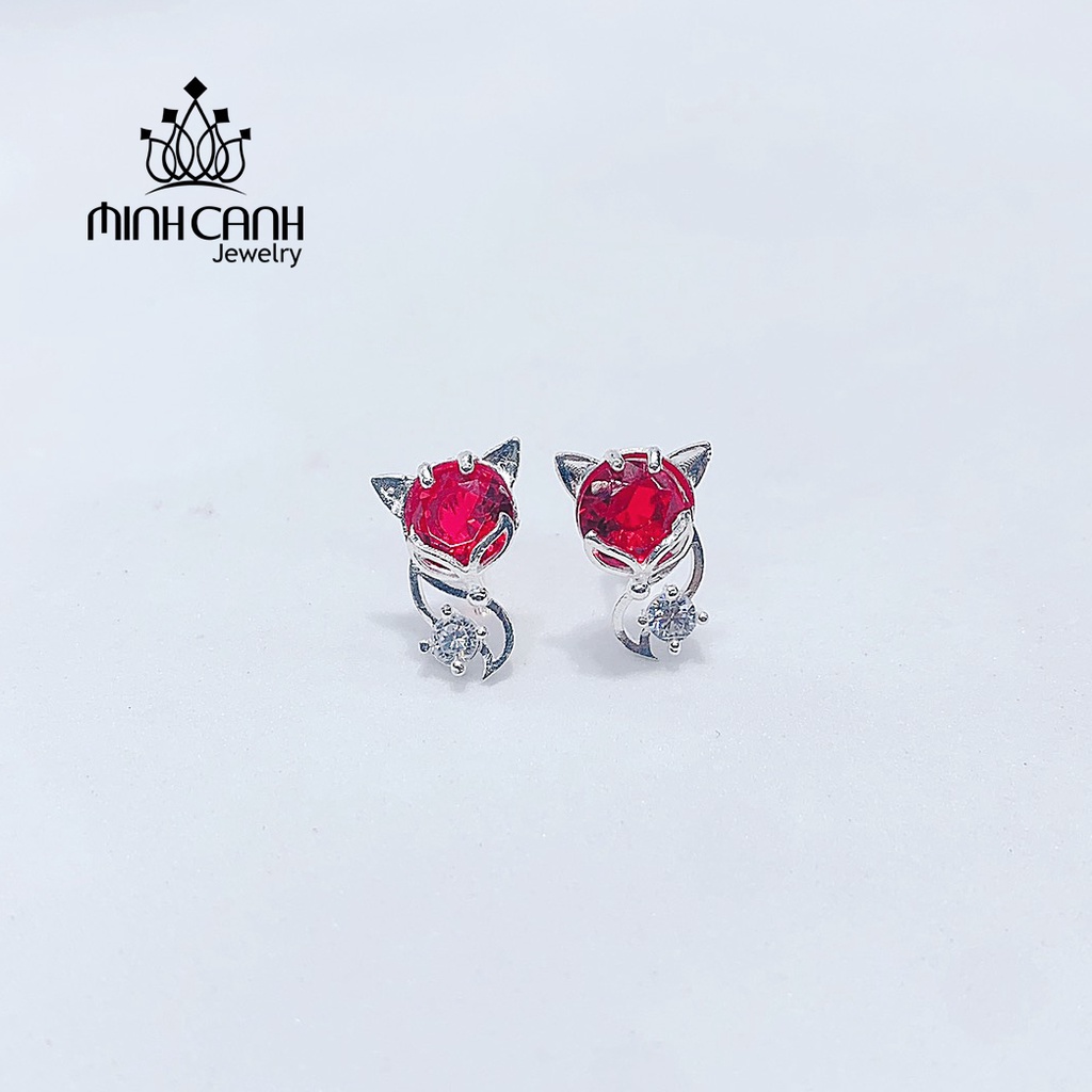 Bông Tai Bạc Hồ Ly Dáng Kẹp Đá Màu Minh Canh Jewelry