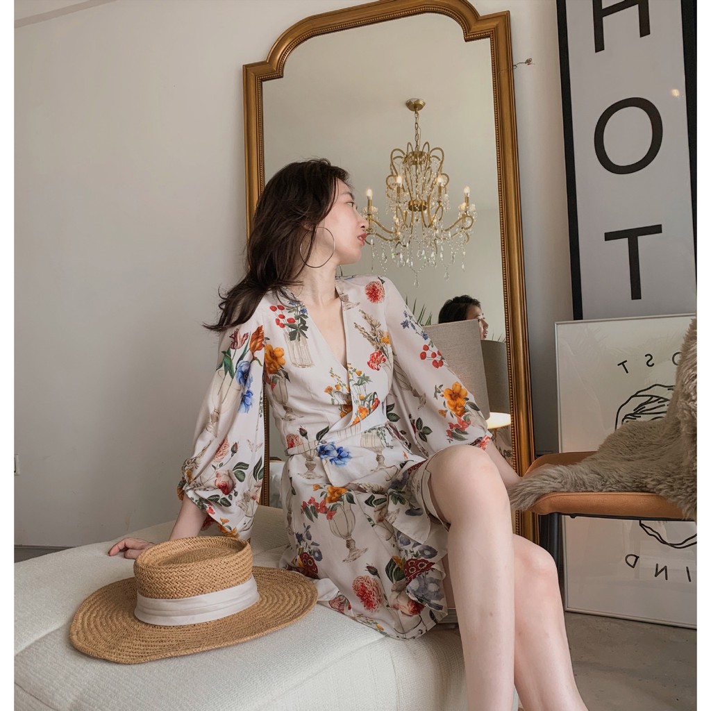 Đầm Zara họa tiết hoa phong cách kimono đẹp ấn tượng DH10VCG62N8