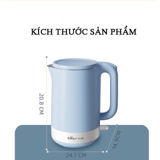 Ấm siêu tốc Bear - Ấm đun nước, pha trà lõi INOX304 cao cấp - Dung tích 1.5L - Công suất 1500W - Bảo hành 12 tháng