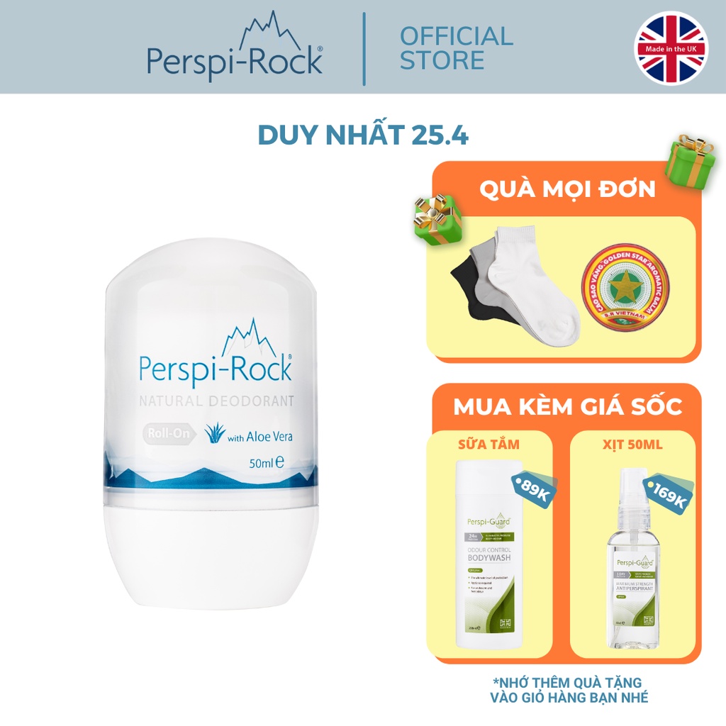 Lăn khử mùi tự nhiên PerspiRock Natural Deodorant Roll On 50ml