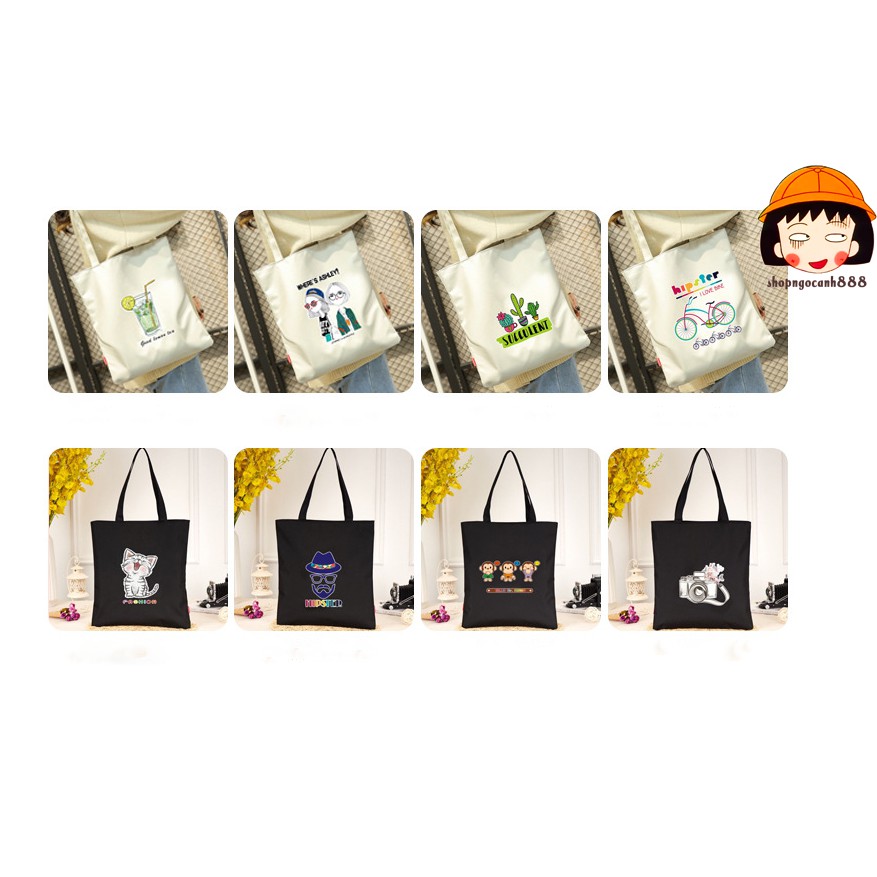 [Xả Kho 8 Mẫu Siêu Xinh] Túi Vải Tote Dày Dặn Chất Xịn Túi Vải Canvas Thời Trang Hàn Quốc Xinh Xắn !