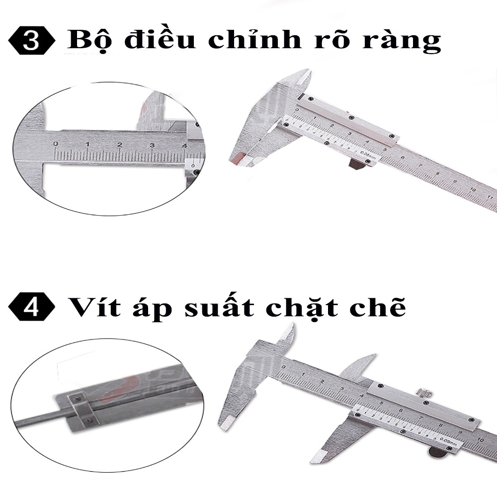 Thước Cặp Cơ Khí ABG 0-6″/0-150mm/0.02mm Thước Kẹp Cơ Nhôm Chính Xác Chống Mài Mòn Cao Cấp Cho Thợ Cơ Khí