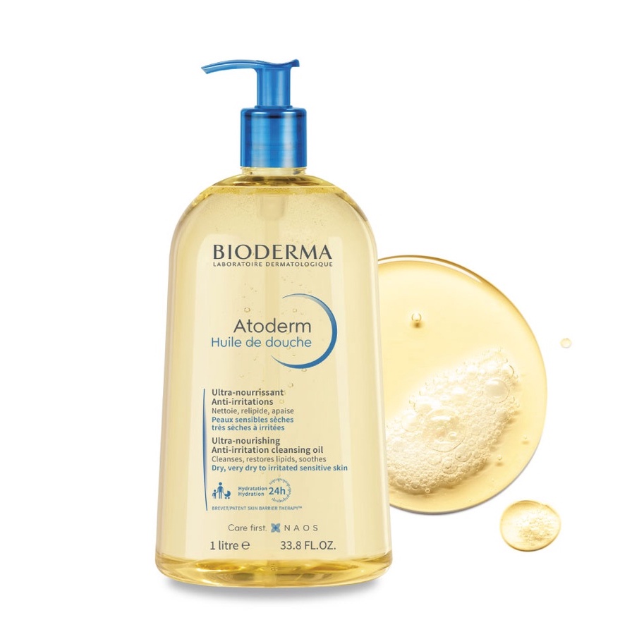 Dầu tắm giúp làm sạch, làm dịu và dưỡng ẩm dành cho da khô, da nhạy cảm Bioderma Atoderm Huile De Douche 1L