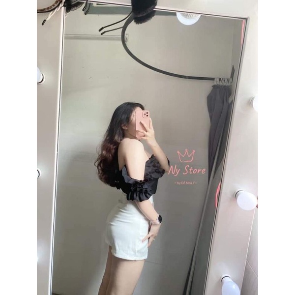 Áo trễ vai nhún bèo tầng tiểu thư siêu xinh