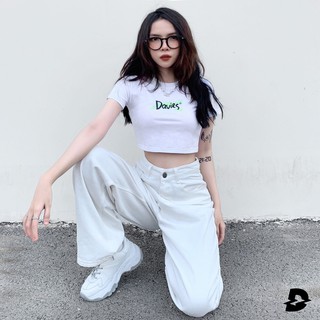 DAVIES - Áo croptop nữ màu trắng - Sign Croptop