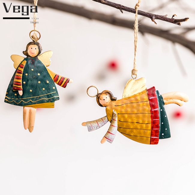 Phụ kiện trang trí cây thông Giáng sinh hình ông già Noel/thiên thần phong cách retro