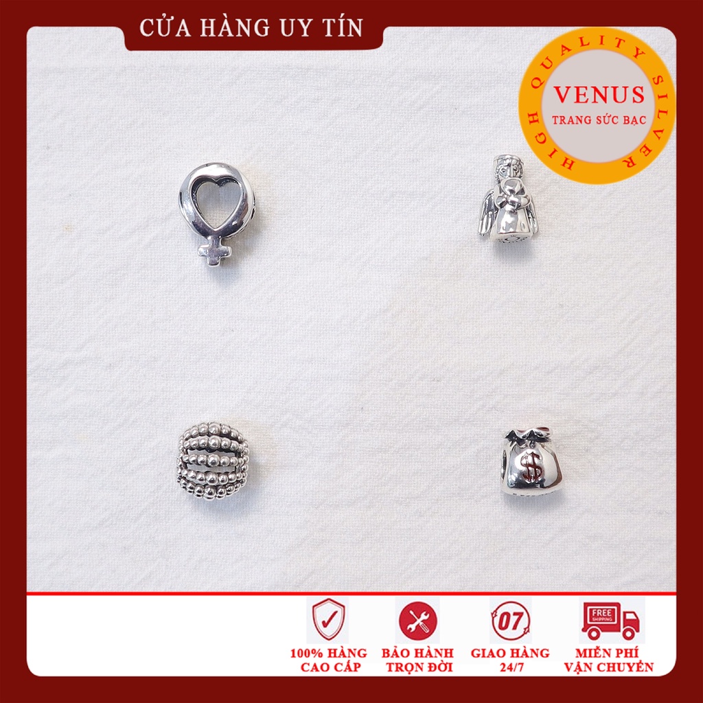 [Charm bạc 925 cao cấp] Charm bạc cầu chấm bi, túi tiền đỏ- Mã sản phẩm VENUSS13