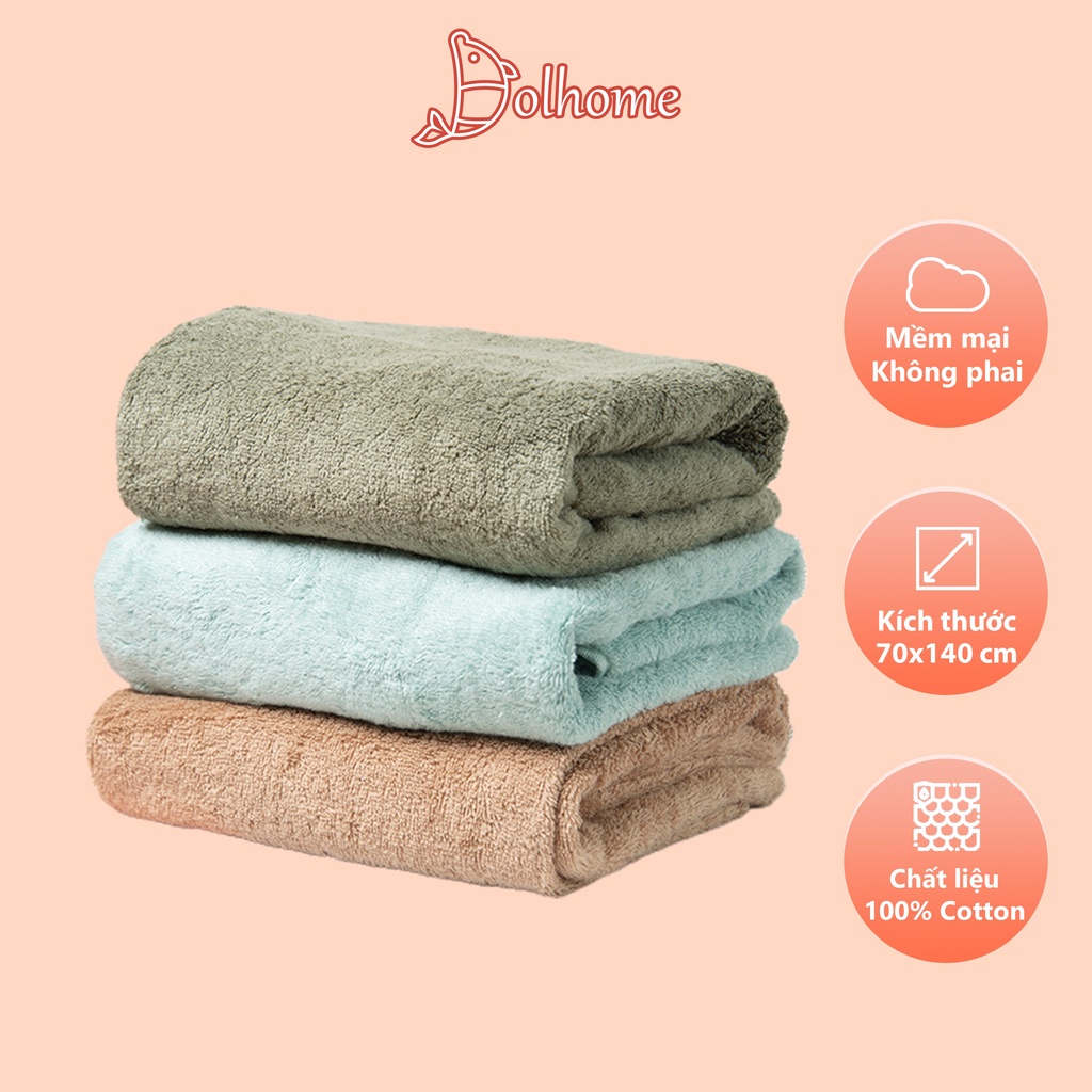 Khăn tắm lớn 70x140cm Dolhome 100% cotton, khăn tắm Hàn Quốc mềm mại thấm hút nước không phai màu - 23420