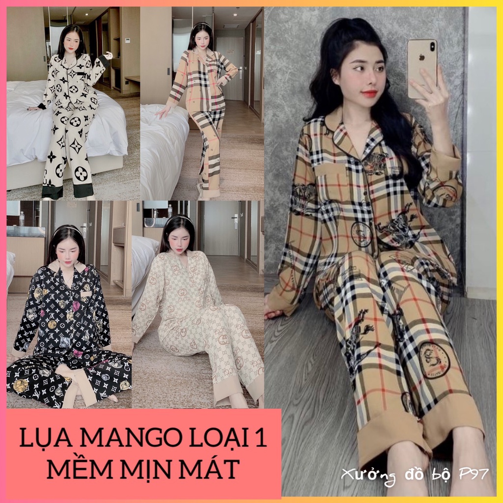 [ ảnh thật ] sét đồ bộ nữ tay dài thiết kế siêu xinh, pijama nữ truyền thống chất liệu lụa cao cấp mềm mịn mát freeship