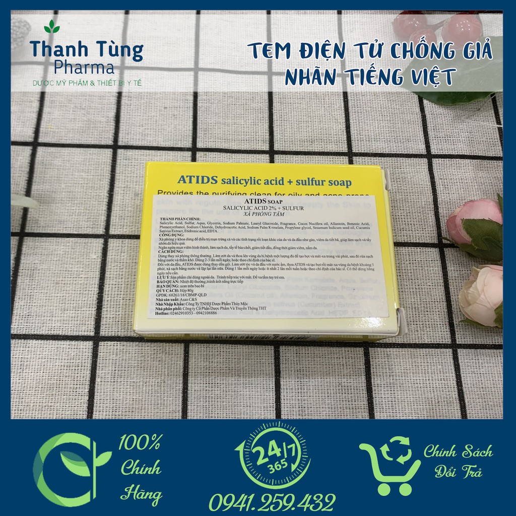 Xà phòng ATIDS ⚜️CHÍNH HÃNG⚜️ Xà phòng giảm mụn lưng, làm sạch da, tẩy da chết, giảm nhờn bánh 80gr Hàng Công ty | BigBuy360 - bigbuy360.vn