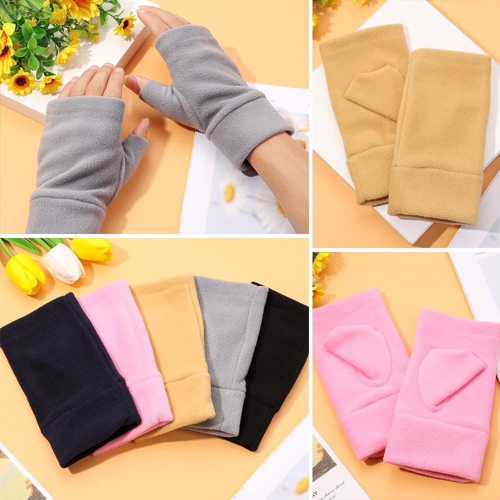 Găng Tay Chạy Bộ Hở Ngón Chắn Gió Bằng Lông Cừu