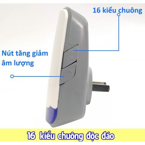 Bộ chuông- 2 MẮT cảm ứng báo khách- báo trộm không dây đa năng Zanka TP717-II