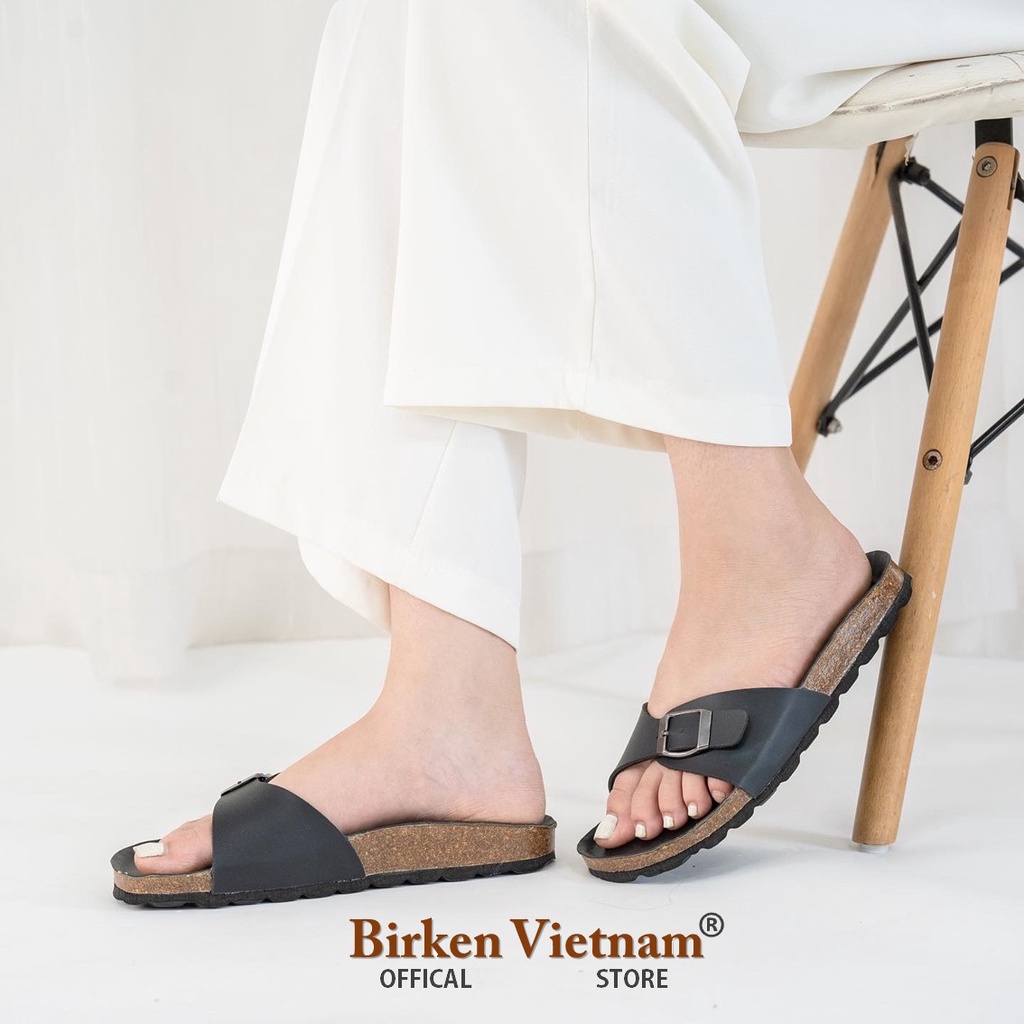 Mã PU08 Dép Da PU Đế Trấu Quai Ngang Cách Tân Unisex Birken Vietnam Bioline