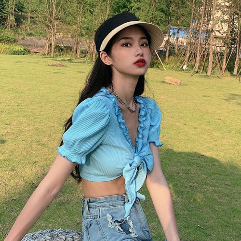 ÁO CROPTOP CỘT NƠ XINH A3