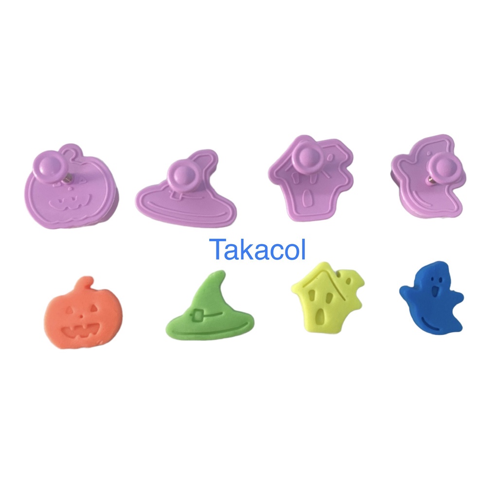 Khuôn ấn lò xo 3d chủ đề lễ hội Halloween chơi cùng đất nặn bột nặn an toàn Takacol