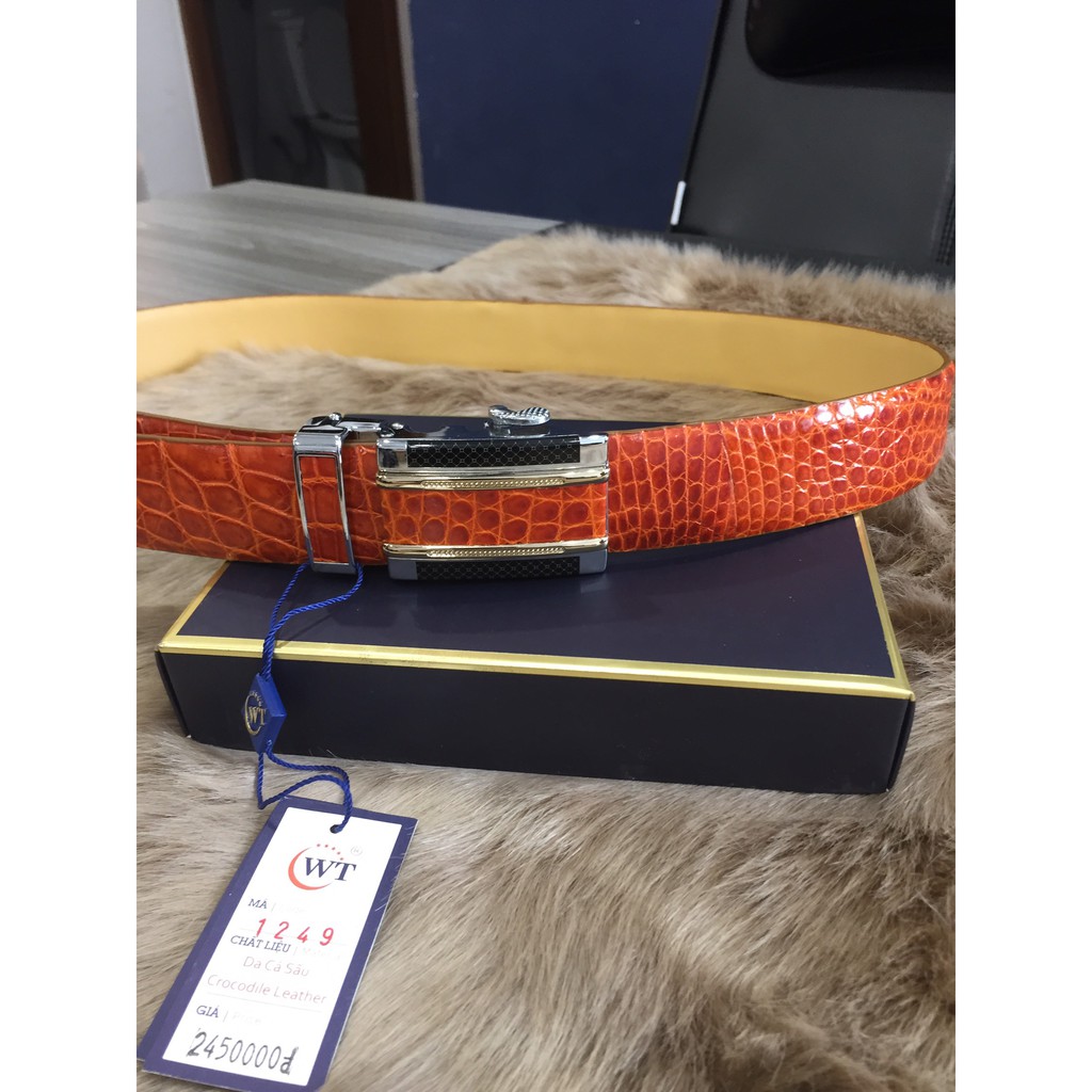Thắt Lưng Nam Da Cá Sấu Cao Cấp Màu Nâu, Màu Đen, Màu Cam WT Leather 1249