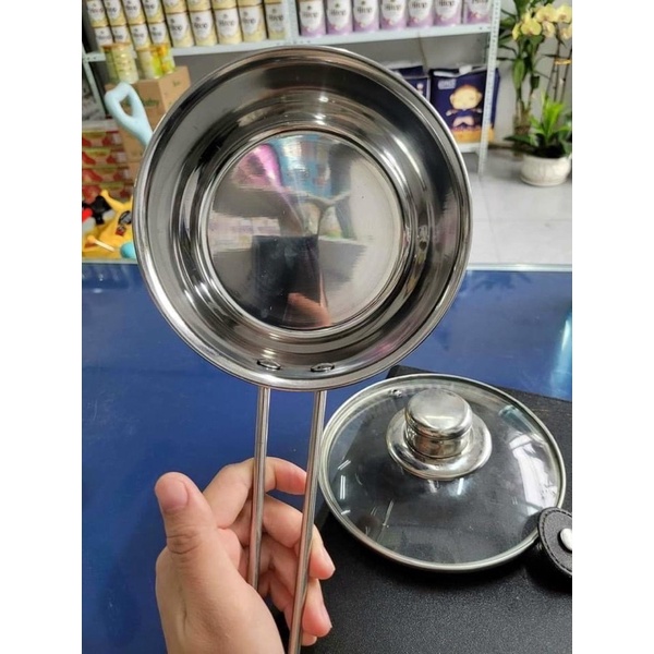 Quánh inox Goldsun 14cm đáy từ nắp kính