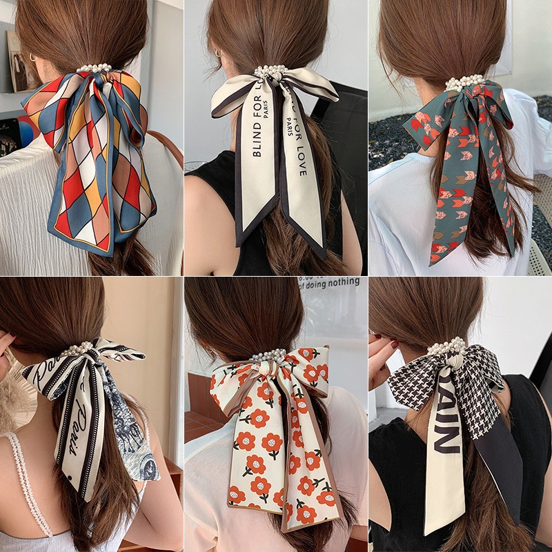 (CHỌN MẪU) Dây Buộc Tóc Kiêm Khăn Choàng Cổ Ruy Băng Thắt Nơ Xinh Xắn XIC83