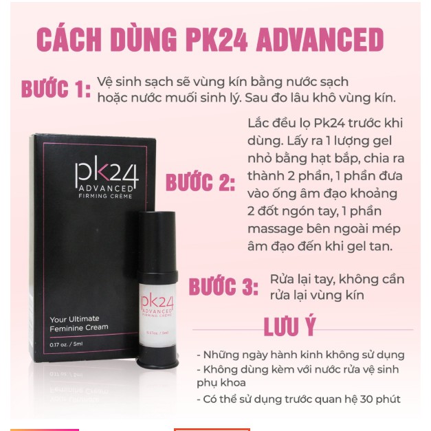 [HÀNG MỸ] Gel làm hồng và se khít cô bé PK24 Advanced (5ml) hiệu quả nhanh hơn, se khít và làm hồng nhanh gấp 2 lần