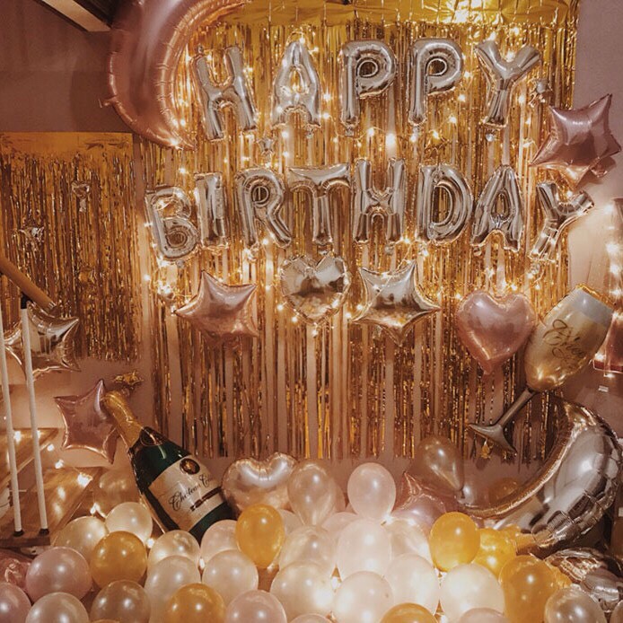Combo trang trí sinh nhật HAPPY BIRTHDAY + 50 bong bóng giá rẻ tặng đủ đồ phụ kiện cho bé trai, gái và người lớn CB04