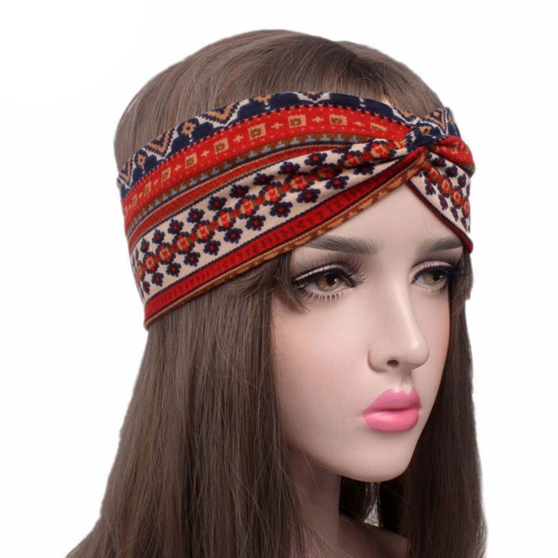 Băng Đô Co Dãn Họa Tiết Thổ Cẩm Xinh Xắn Cho Nữ