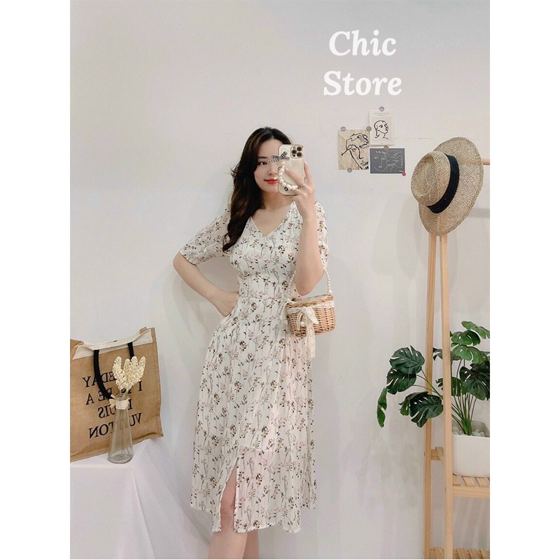Đầm hoa nhí công sở họa tiết cổ điển thanh lịch nữ tính Chic.Store