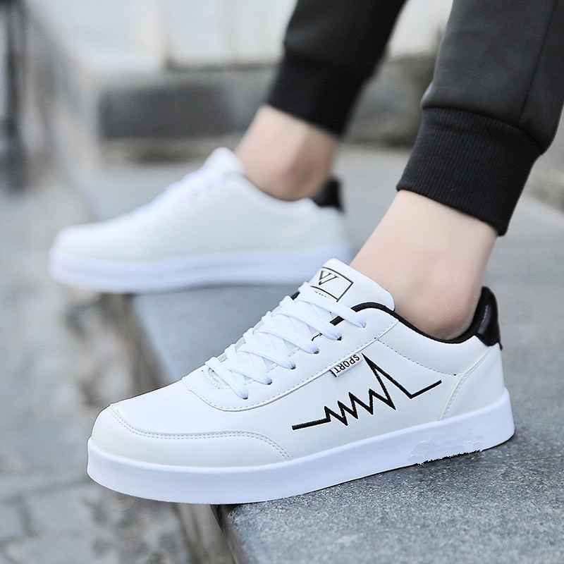 Giày thể thao sneaker nam thêu Nhịp Tim Đen Cá Tính