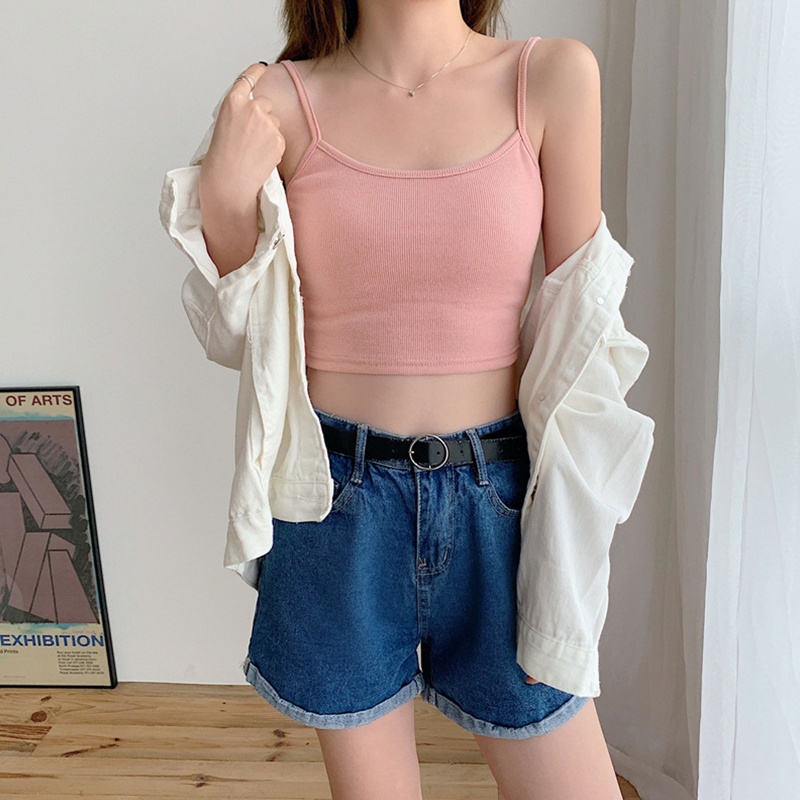 Áo Croptop Hai Dây Màu Sắc Thời Trang Mùa Hè Cho Nữ