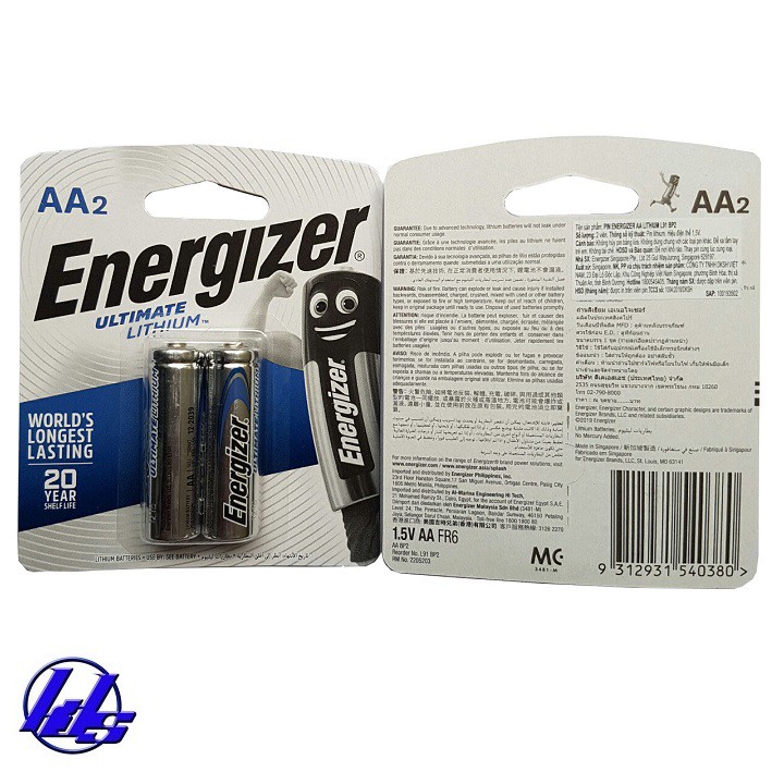 Pin AA Energizer Ultimate Lithium L91 - Vỉ 2 viên